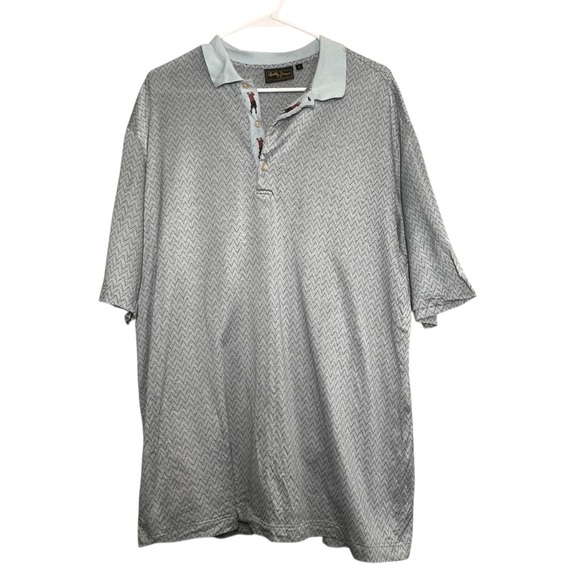 Bobby Jones Polo Shirt Mens Large Light Blue Chevron Vintage Golf Cotton - Picture 1 of 12